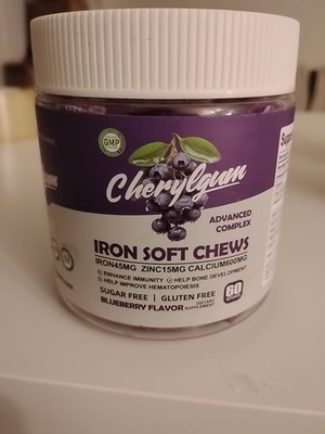 Cherylgum Iron Soft Chews, Advanced Complex, Iron, Zinc, Calcium, Blueberry