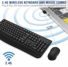 Wireless Ergonomic Keyboard  Mouse Combo, EDJO 2.4G, for Windows or Mac