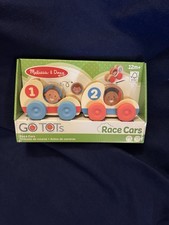 Melissa and Doug GO Tots Wooden Race Cars 2 Cars, 2 Disks Stacking Toys Set 1Y