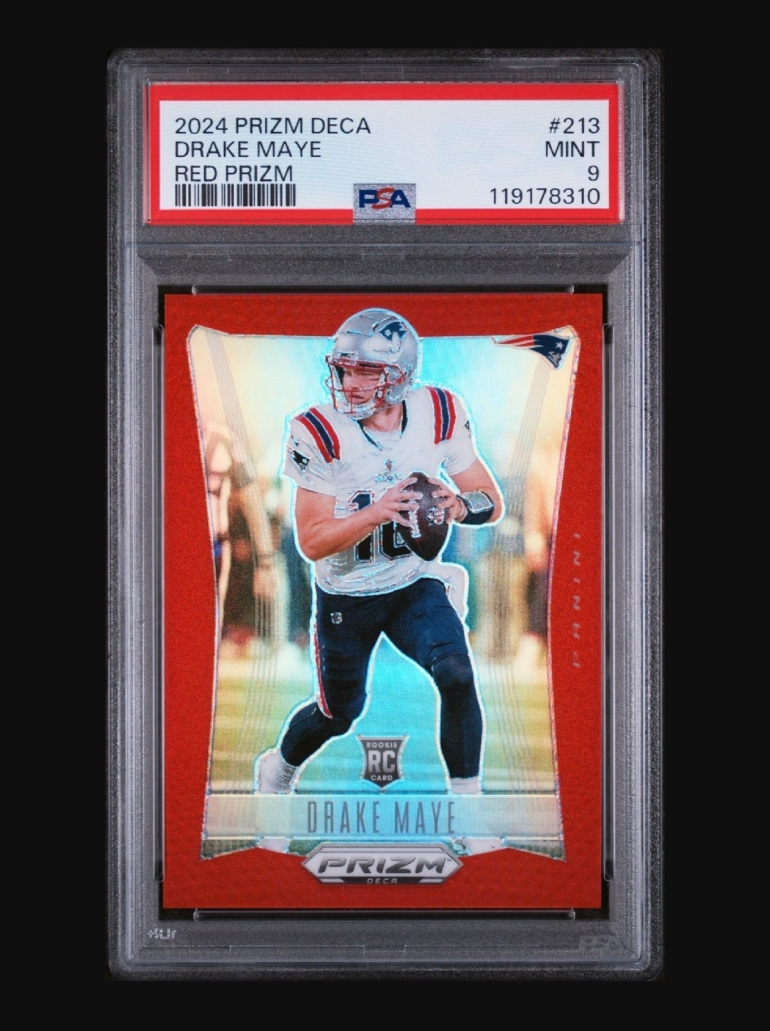 2024 Panini Prizm Deca - Drake Maye #213 Red Prizm /199 (RC)