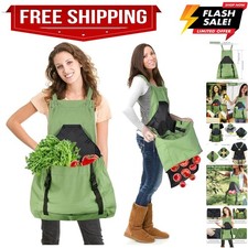 Gardening Apron with Pockets Gardening Apron for Harvesting Waterproof Adjust...