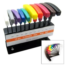10PC SAE T-Handle Grip Hex Key Set Long Standard Size Allen Wrench Hand Tool NEW