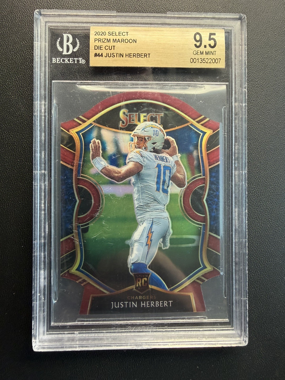 2020 Select Justin Herbert RC Maroon Prizm Die Cut Concourse #44 BGS 9.5