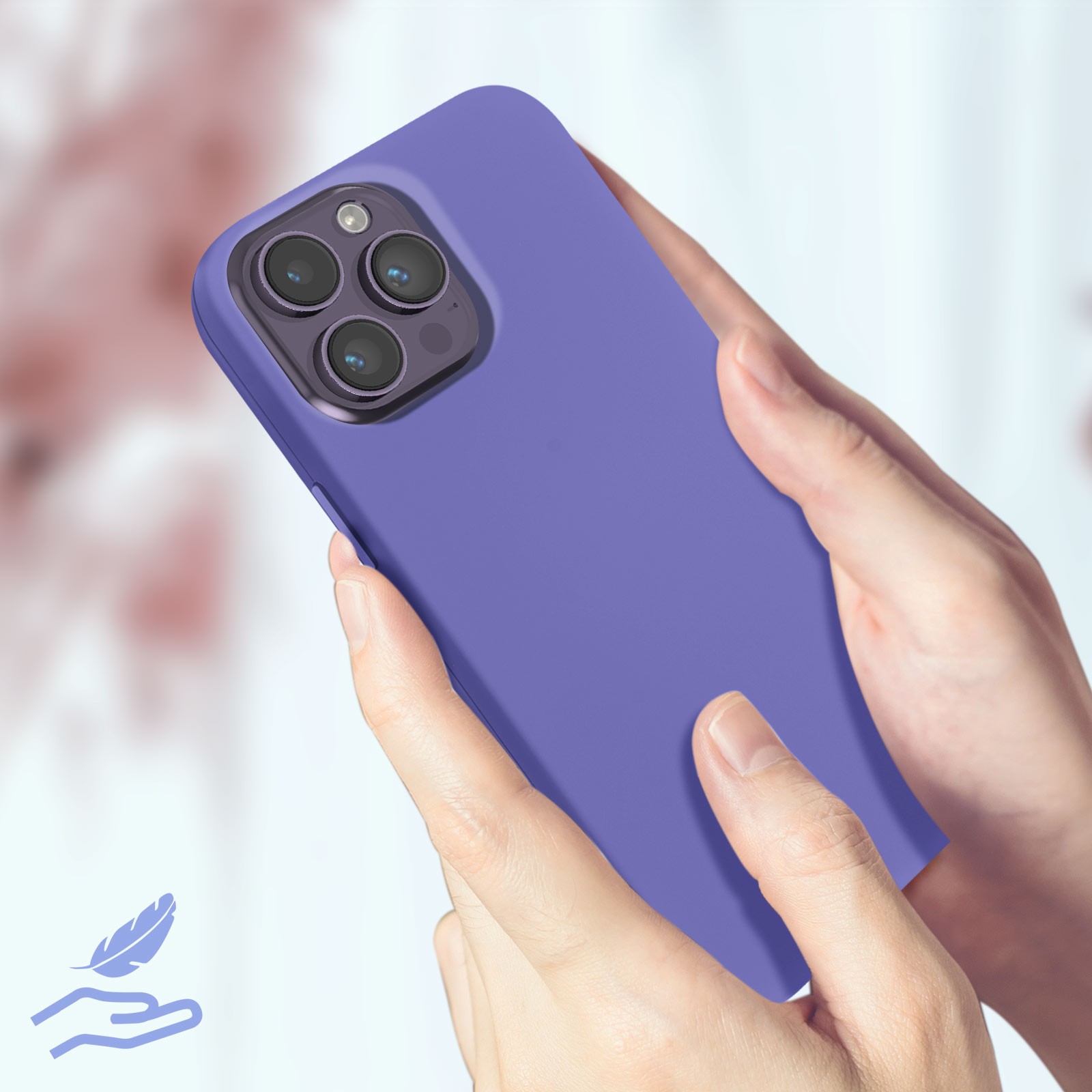 Coque iPhone 14 Pro antichoc fine violette avec finition soft-touch matte - 4