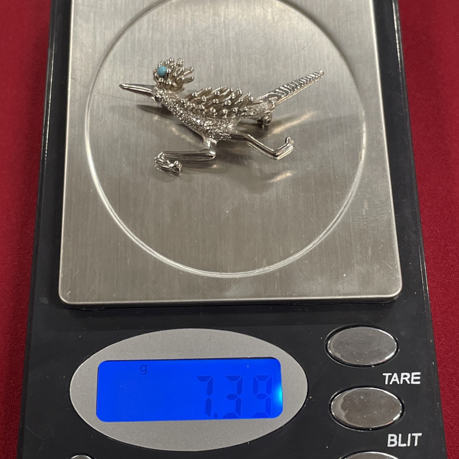 Sterling Silver 925 Roadrunner with Turquoise Eye… - image 5