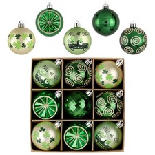 St Patricks Day Decorations Shamrock Tree Ornament Set, 9pcs 2.36inch Hanging...