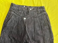 VTG Panhandle Slim Jeans Womens Black Denim Pleated Skinny Leg Hipster EB62-6