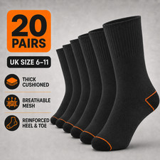 20 Pairs Men's Heavy Duty Work Socks UK 6-11 Cushioned Quarter Socks Boot Sports