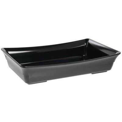 HUBERT Food Display Pan, Full Size Black Melamine, Curved - 19 1/2''L x 12''W x