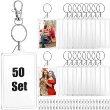 50 Sets 2 x 3 Inch Acrylic Photo Frame Keychain Holder Photo Picture Insert B...