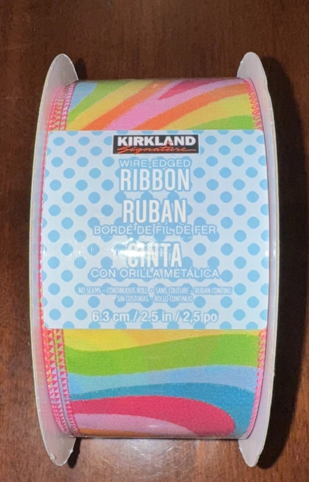 Kirkland Signature WireEdged Ribbon 2.5" Wide 50yd GLITTER Rainbow Colors - Image 2 of 3