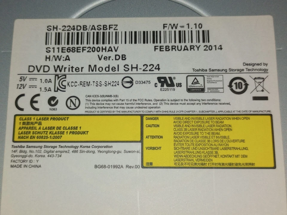 Asus SH-224 Dvd Rw Drive SH-224DB/ASBFZ - Image 4 of 4