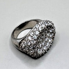 Sterling Silver 925 Clear Crystal Rhinestone Dome Cocktail Ring 16.2g — photo 5