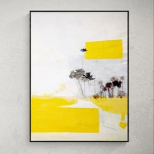 Original Art Mixed Media Collage on Art Paper. 11x14 Inches. 'Tropics in Yellow'