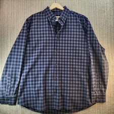 Mizzen Main Shirt Mens XL Blue Gray Gingham Casual Plaid Button Down Made USA