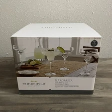 (Set Of 4) Threshold Margarita Glasses Dishwasher Safe 14.5 Fl. Oz. New Open Box