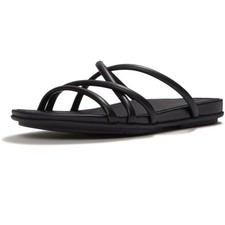 FITFLOP Gracie Leather Strappy All Black Slides A4D-090 