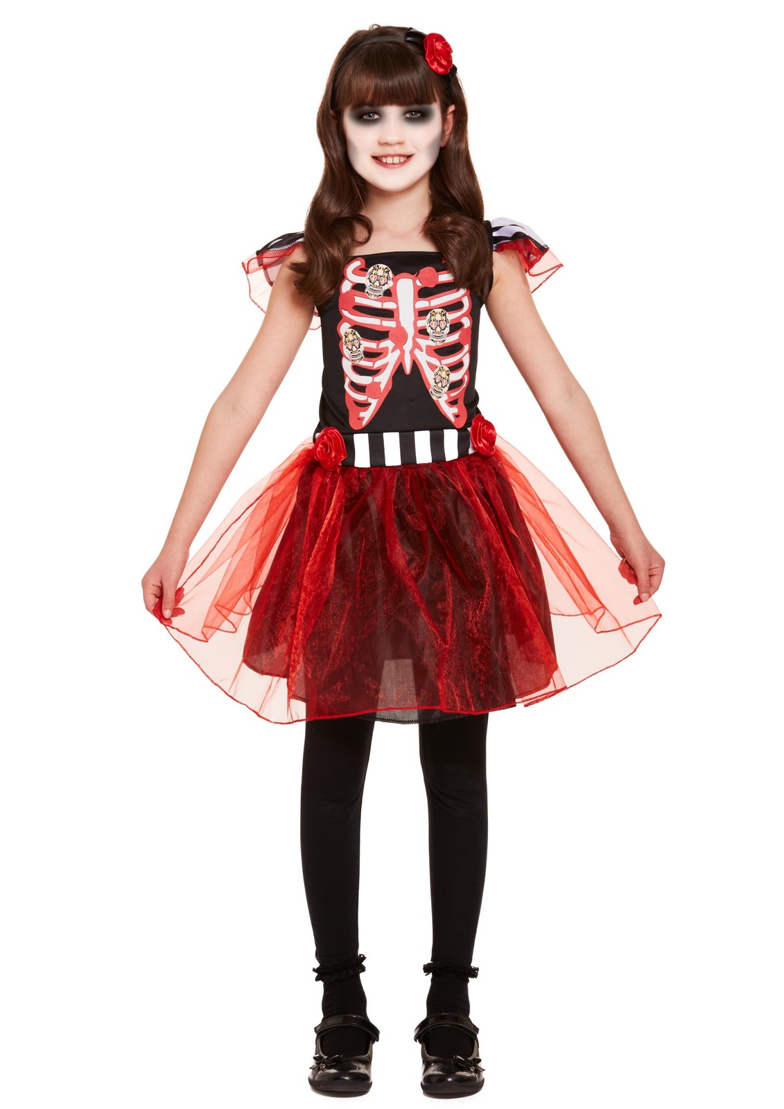 Childs Skeleton Girl Halloween Fancy Dress Costume Age 7-9 Years