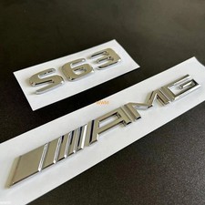AMG Silber Schriftzug Aufkleber Silber Embleme Badge Kit Für Mercedes-Benz S63. AMG Silber Schriftzug Aufkleber Silber Embleme Badge Kit Für Mercedes-Benz S63.