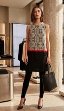 Ann Taylor LOFT Dress 14 Linen Animal Print Drop Waist Sleeveless Preppy Office