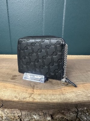 Roberta di Camerino Black Leather Zip Wallet Key Pouch Italy Designer