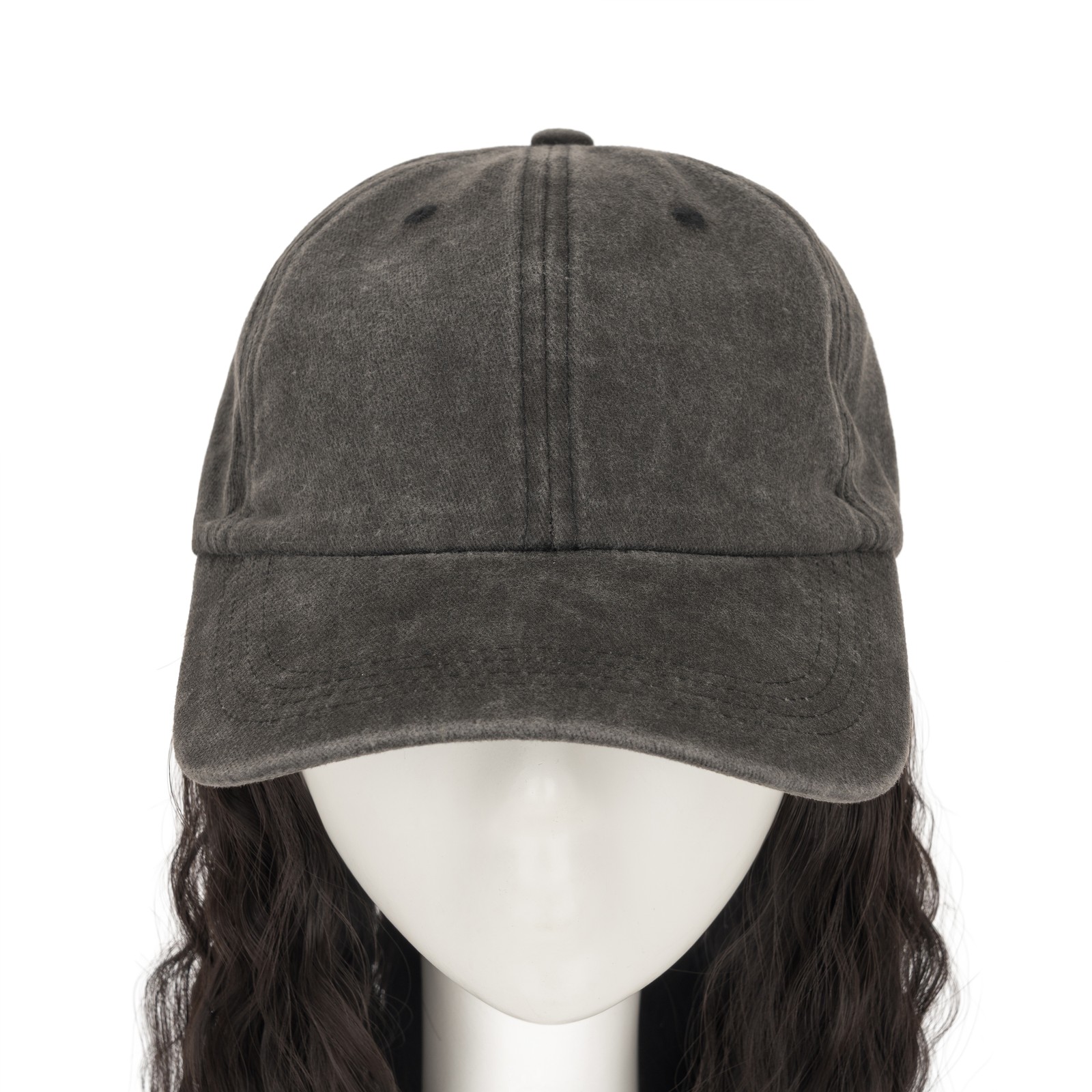 8" Short Curly Baseball Cap Wig Adjustable Baseball Hat with Attached Thick Hair - Thumbnail 2