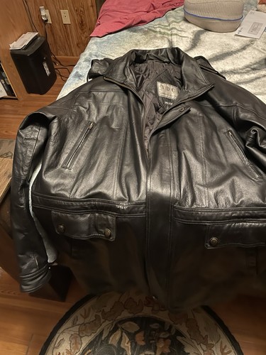 TDC Leather Collection Men's Black Leather Hooded Lined Long Coat 3XL