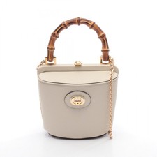 GUCCI Borsa a mano mini secchiello con manico in bambù 016436 pelle beige usata