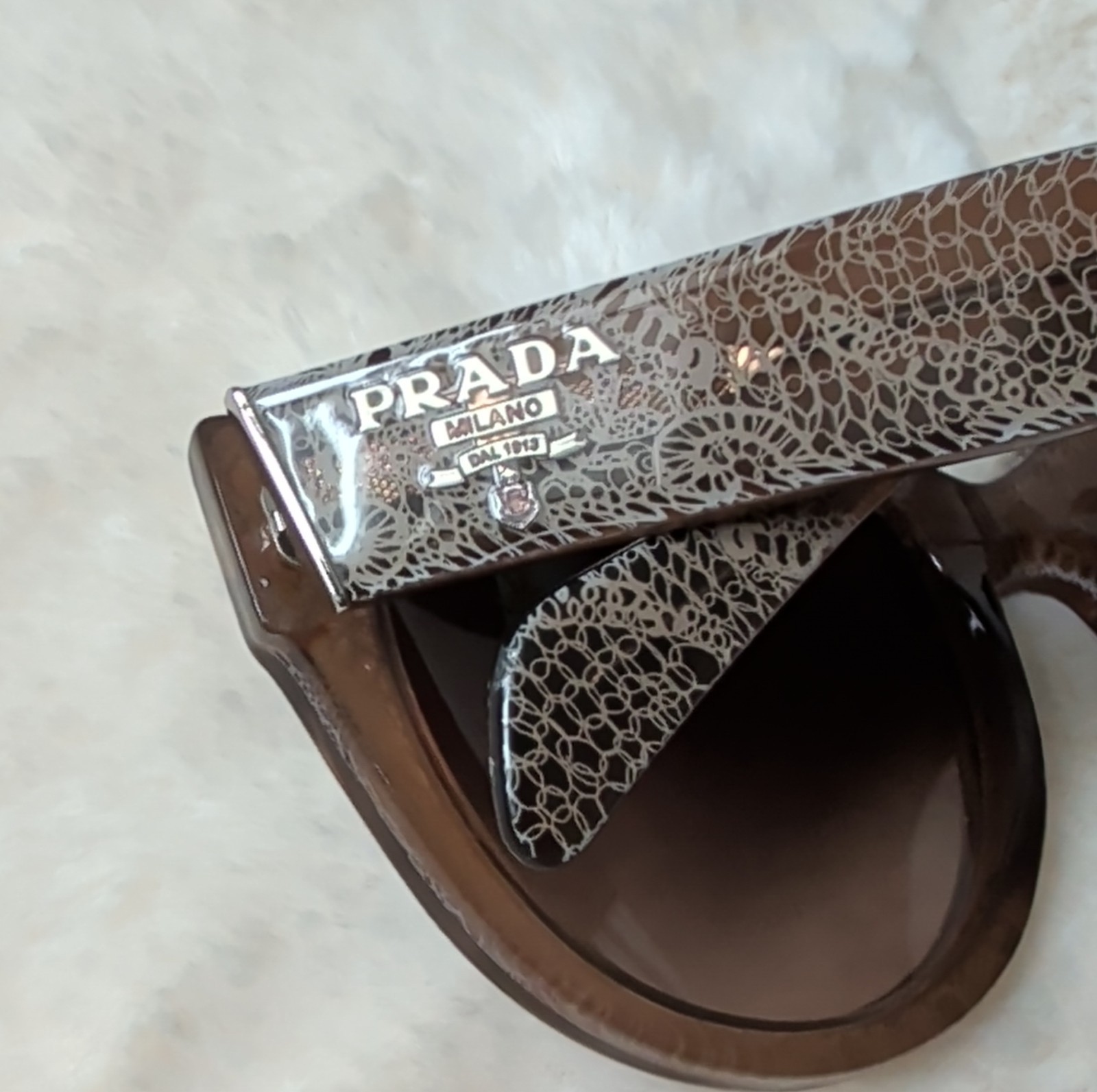 Prada Cat Eye Lace Pattern Brown Gradient Sunglas… - image 2