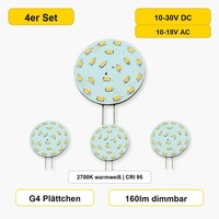 G4 Led Flachmodul 12V 24V 4Er Set 2700K Warmweiß 2W 180Lm CRI90
