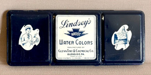 Vintage Lindsey's 'Artist Watercolors' Set Tin - All Metal Ca- 12 Colors