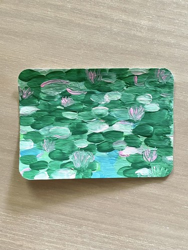 ACEO Original Acrylic Water Lilies Art Painting JocelynChavezArt