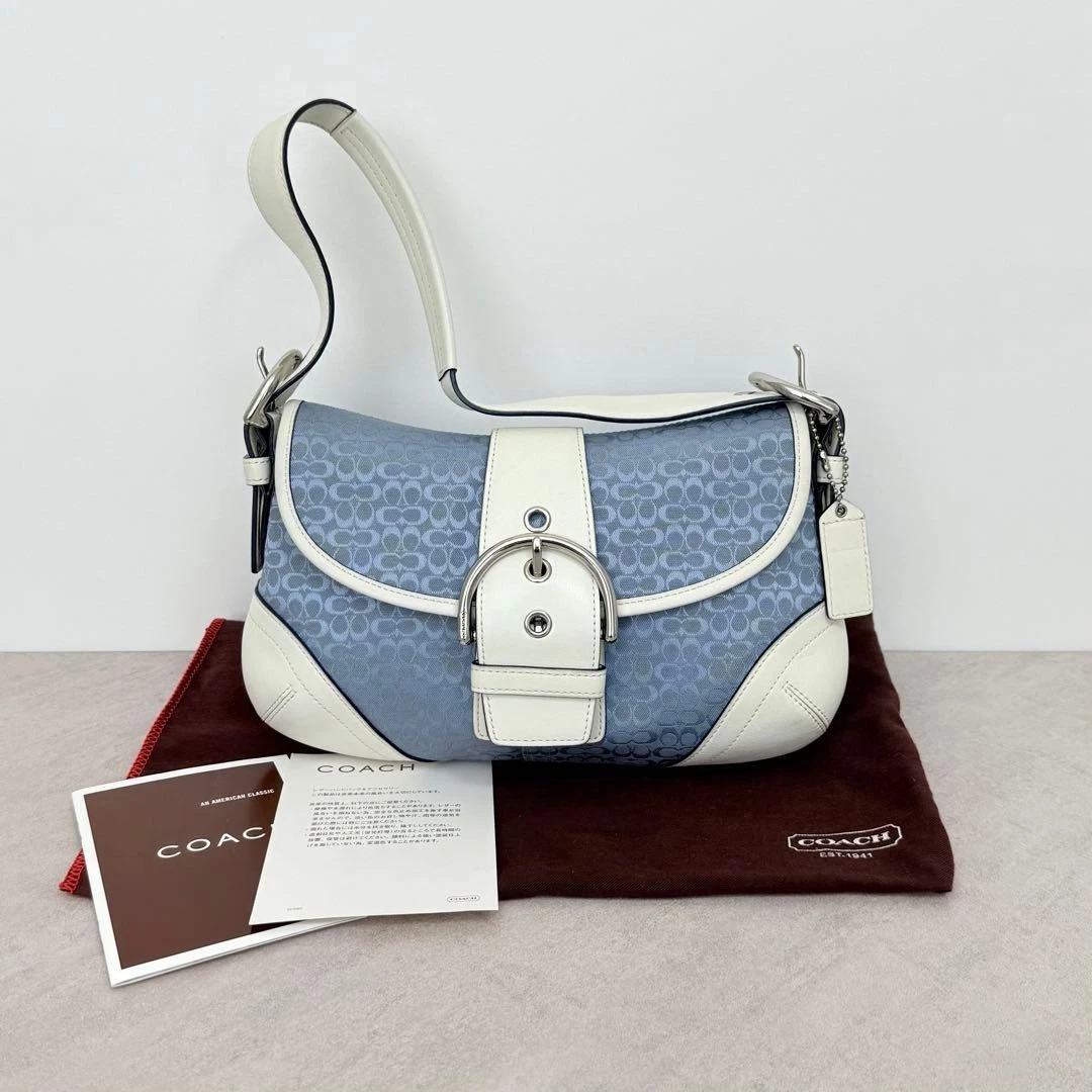 Coach 蓝色标志手提包| eBay