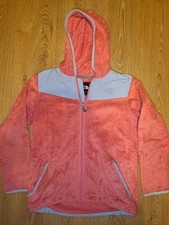 North Face Fleece Jacket Girls XL Pink Gray Full Zip Hoodie