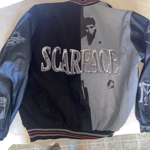 Vintage Scarface Reversible Varsity Jacket Men's Leather JH Design Group Sz XL