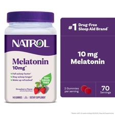 Natrol Melatonin 10Mg, Sleep Support, Strawberry Gummies, 140Ct