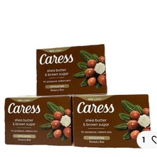 3 X Caress Shea Butter  Brown Sugar Soap Exfoliating Beauty Bar 3.15 Oz Each