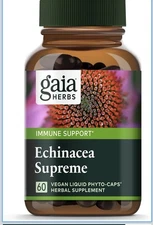 Gaia Herbs Echinacea Supreme 60 Liquid Filled Capsules Vegetarian Exp 05/2027