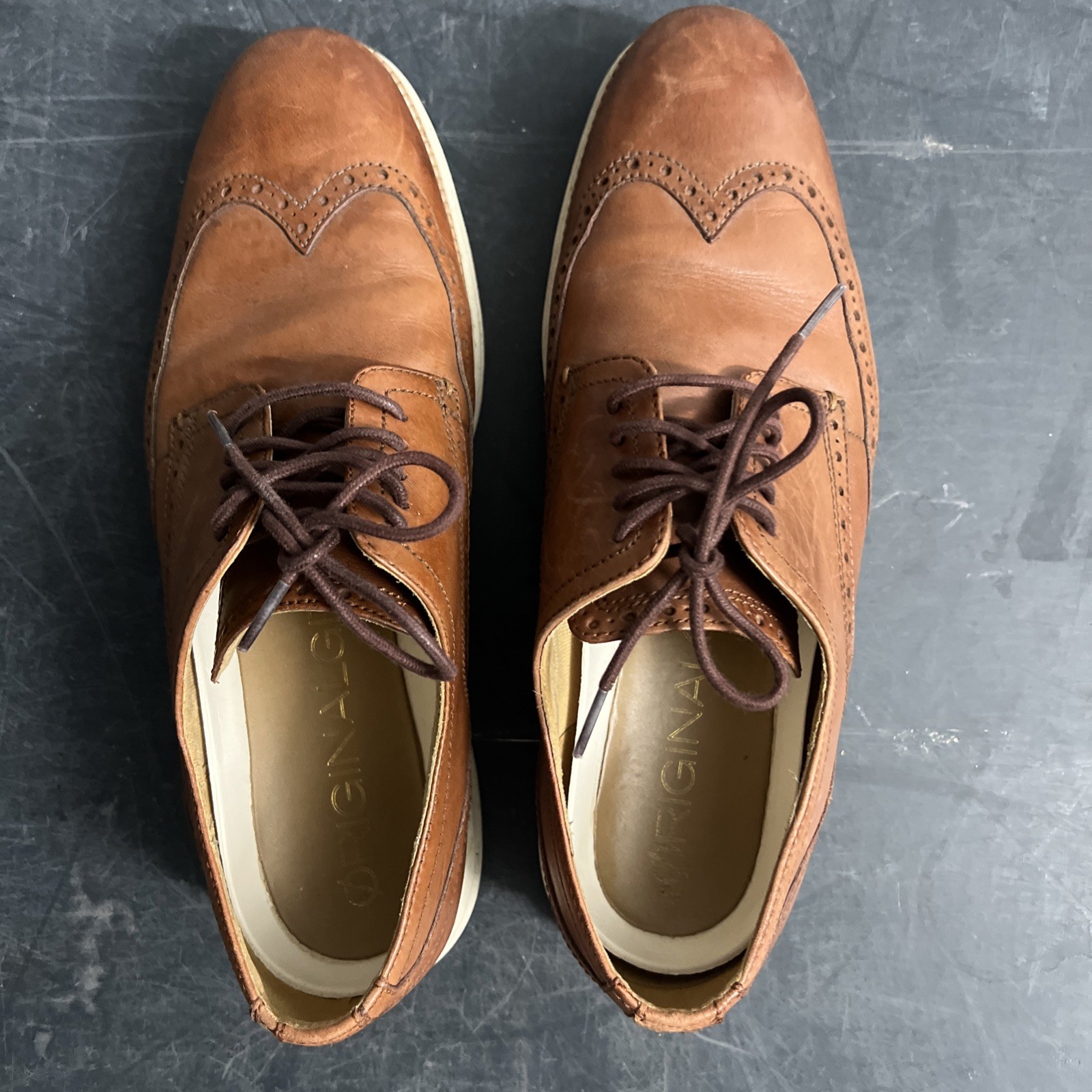 SAOLA Oxford a coda di rondine Cole Haan originali Grand OS da uomo 11 derby in pelle marrone C26471