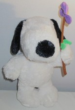 Dayspring Peanuts 12" Standing SNOOPY Plush Toy Holding Purple Flower Stuffed
