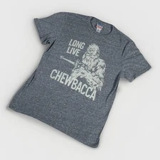 Star Wars Junk Food Men Shirt Small Gray Chewie Graphic Long Live Chewbacca