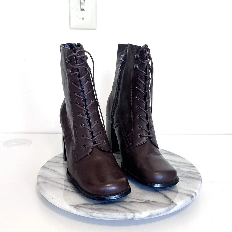 Botas de abuela vintage Y2K Newport News para mujer talla 8M marrón caprichoso grueso años 90 Foto 4 de 4