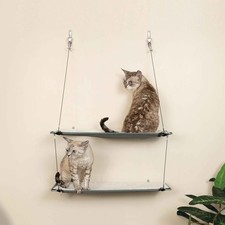 K H Pet Products Wall Mounted Cat Shelf Double Level Steel Perch