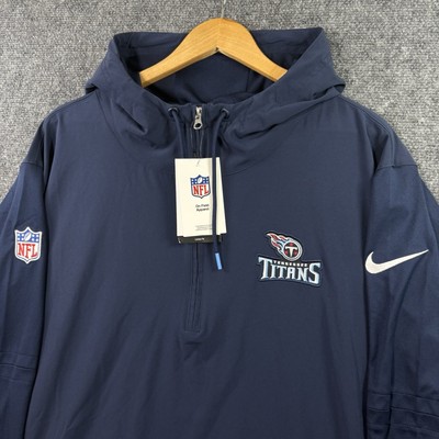 NIKE TENNESSEE TITANS on field Full Zip Hoodie Mens 2XL Blue Logo NFL Football