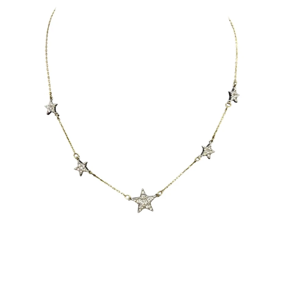 Collar Cadena Estación Estrella Estrás Transparente Banana Republic Tono Dorado Plateado Foto 2 de 4