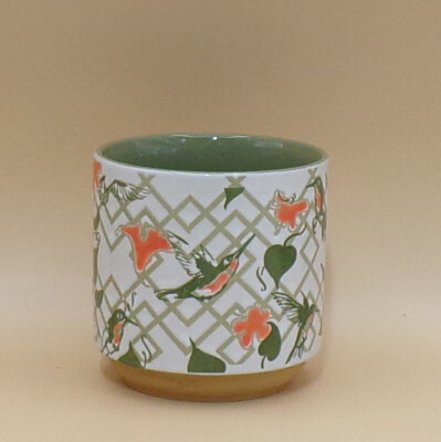 Hummingbirds Ceramic Cache Pot 4'' New Evergreen Flag & Garden