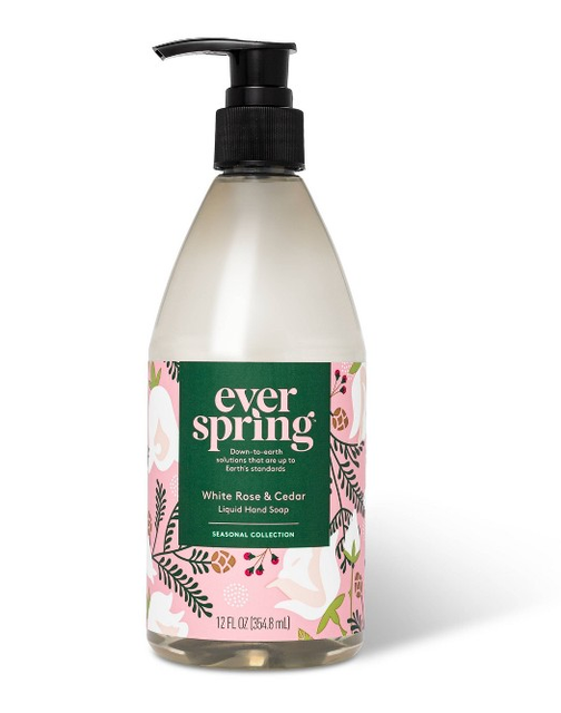 Everspring Seasonal Collection White Rose & Cedar Liquid Hand Soap 12