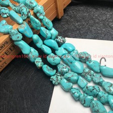 Real Natural Blue Turquoise 15x20MM Nugget Gemstone Loose Beads Strand 15" AA