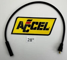 28" Single Replacement BLACK ACCEL Spark Plug Wire for Points Cap STRAIGHT BOOT