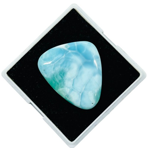 56.00 Cts Natural Larimar 32x27mm Pear Loose Cabochon Untreated Gemstone - Picture 5 of 9